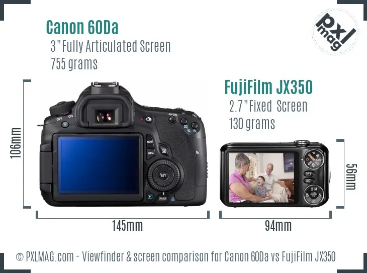 Canon 60Da vs FujiFilm JX350 Screen and Viewfinder comparison Canon 60Da vs FujiFilm JX350 Screen and Viewfinder comparison