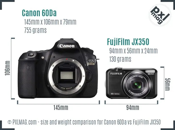 Canon 60Da vs FujiFilm JX350 size comparison Canon 60Da vs FujiFilm JX350 size comparison