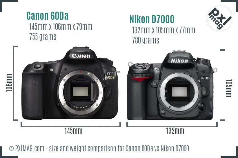 Canon 60Da vs Nikon D7000 size comparison