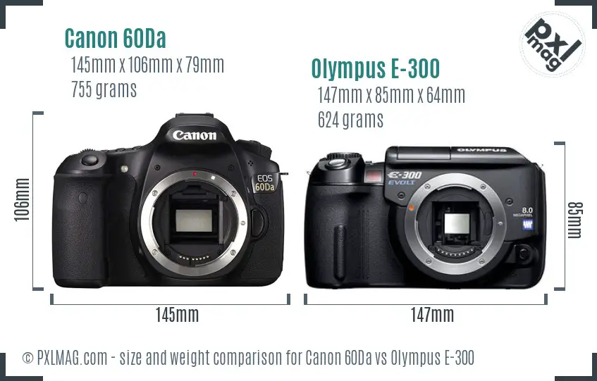 Canon 60Da vs Olympus E-300 size comparison