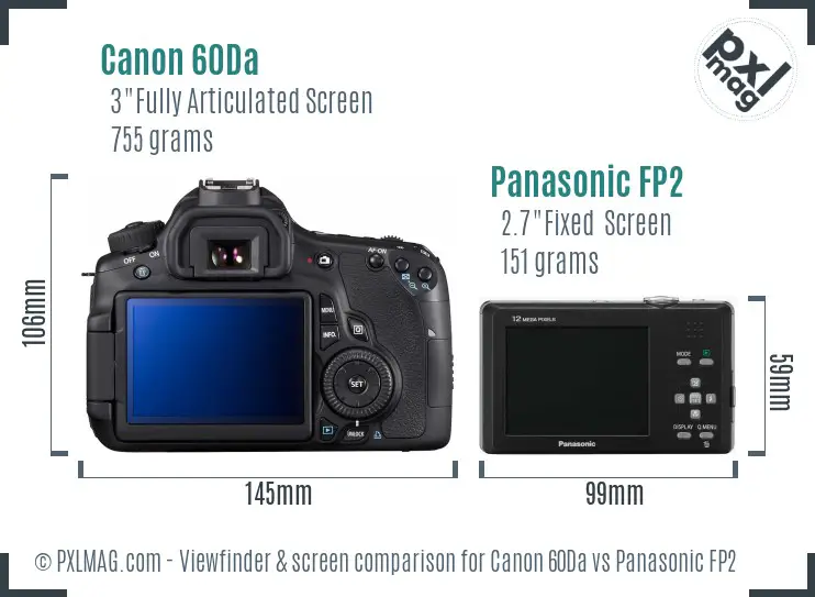 Canon 60Da vs Panasonic FP2 Screen and Viewfinder comparison