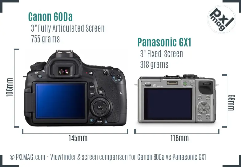 Canon 60Da vs Panasonic GX1 Screen and Viewfinder comparison