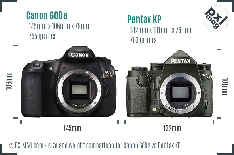 Canon 60Da vs Pentax KP size comparison