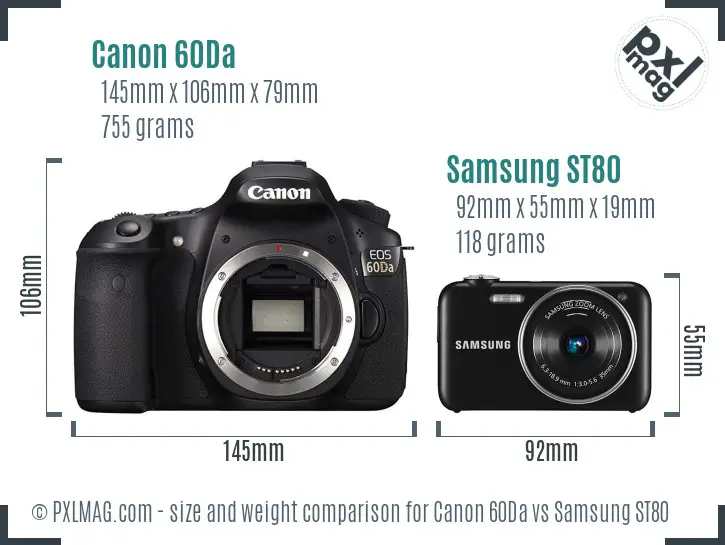 Canon 60Da vs Samsung ST80 size comparison