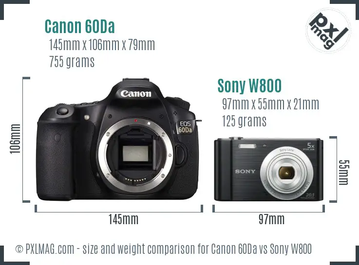 Canon 60Da vs Sony W800 size comparison