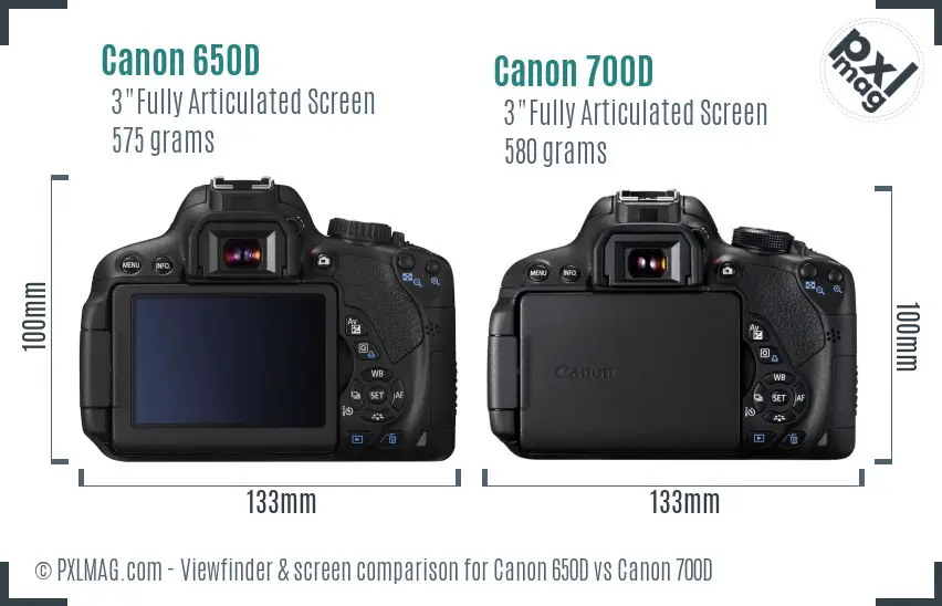 Canon 650D vs Canon 700D Screen and Viewfinder comparison