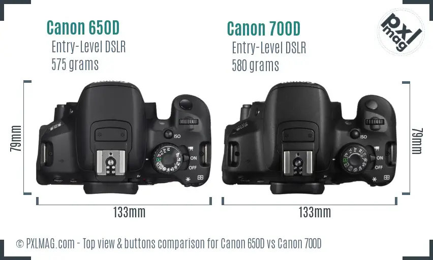 Canon 650D vs Canon 700D top view buttons comparison