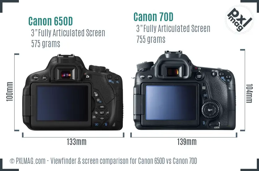 Canon 650D vs Canon 70D Screen and Viewfinder comparison