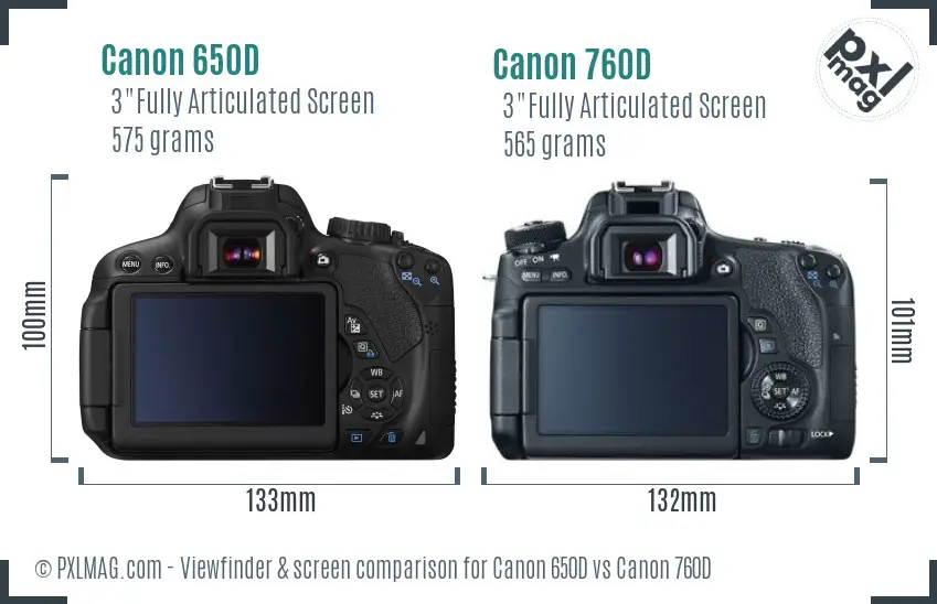 Canon 650D vs Canon 760D Screen and Viewfinder comparison
