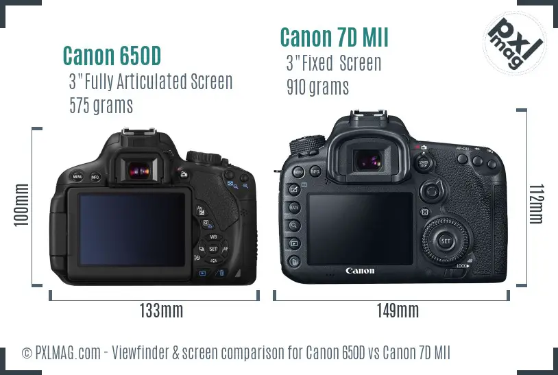 Canon 650D vs Canon 7D MII Screen and Viewfinder comparison Canon 650D vs Canon 7D MII Screen and Viewfinder comparison