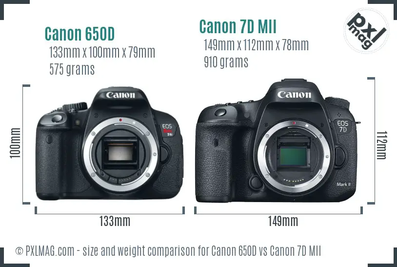 Canon 650D vs Canon 7D MII size comparison Canon 650D vs Canon 7D MII size comparison