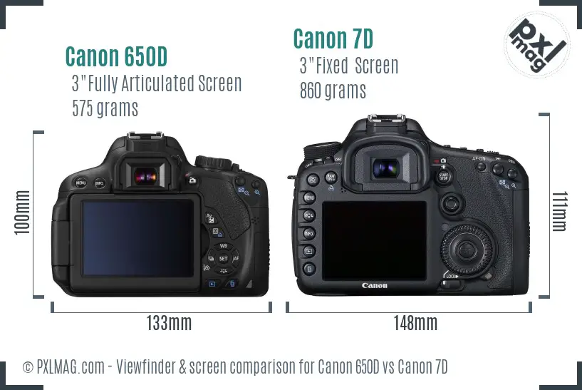 Canon 650D vs Canon 7D Screen and Viewfinder comparison Canon 650D vs Canon 7D Screen and Viewfinder comparison