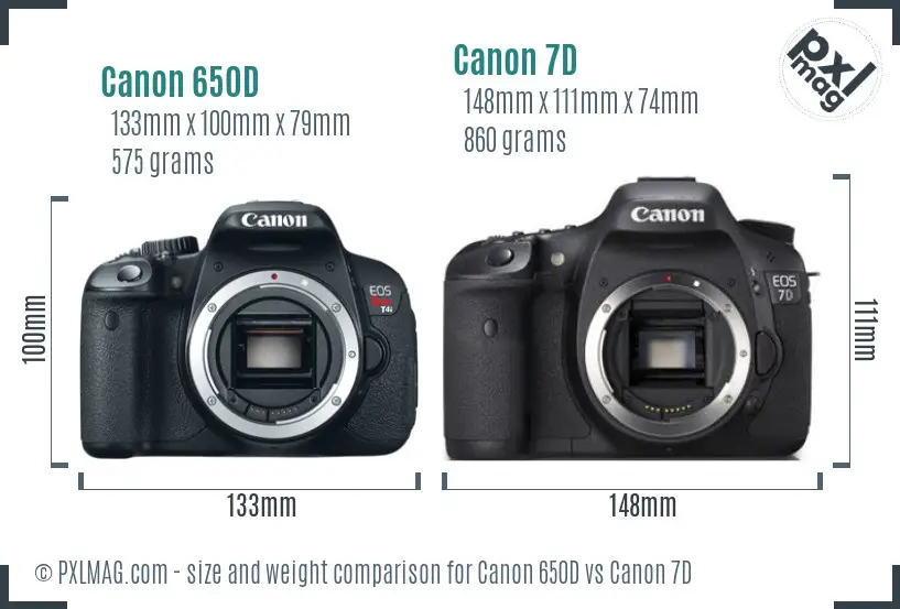 Canon 650D vs Canon 7D size comparison Canon 650D vs Canon 7D size comparison