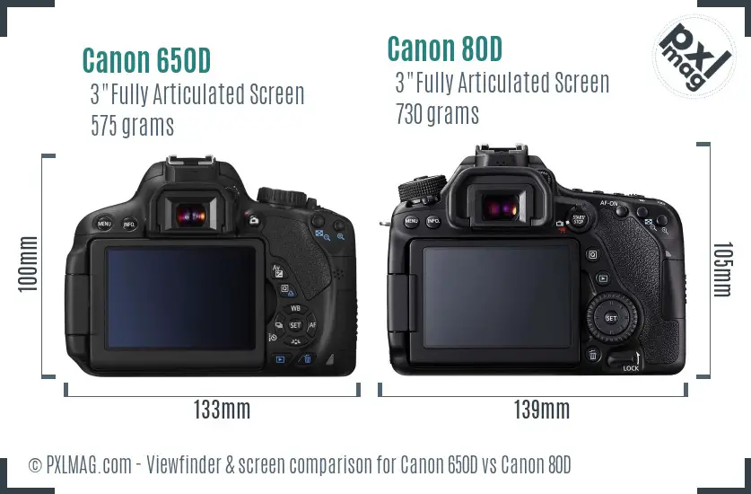 Canon 650D vs Canon 80D Screen and Viewfinder comparison Canon 650D vs Canon 80D Screen and Viewfinder comparison