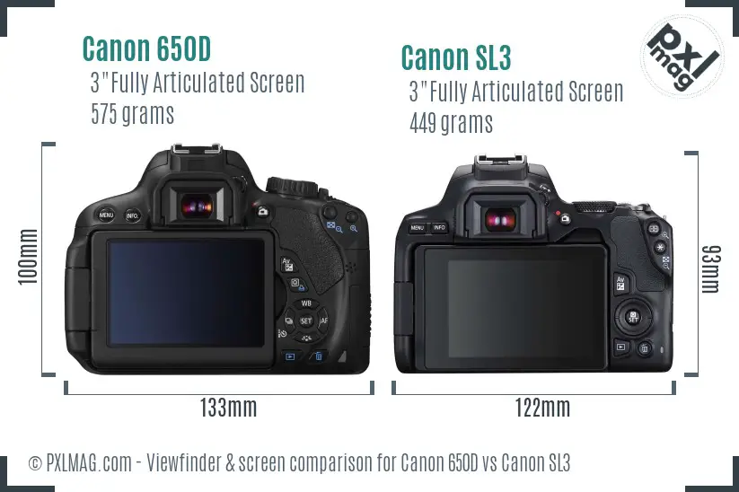 Canon 650D vs Canon SL3 Screen and Viewfinder comparison