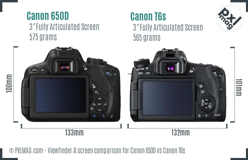 Canon 650D vs Canon T6s Screen and Viewfinder comparison