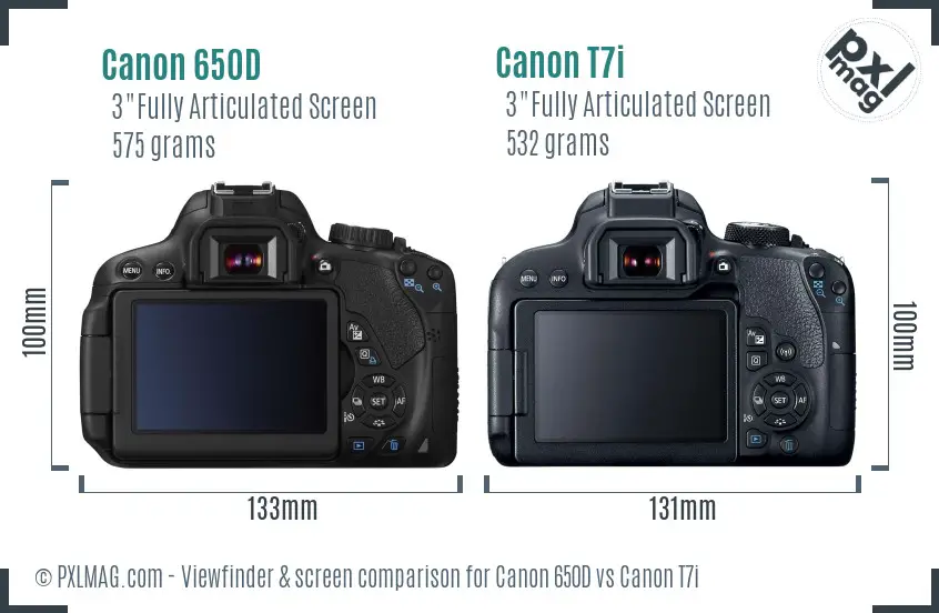 Canon 650D vs Canon T7i Screen and Viewfinder comparison
