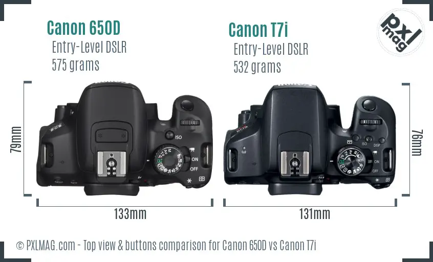 Canon 650D vs Canon T7i top view buttons comparison