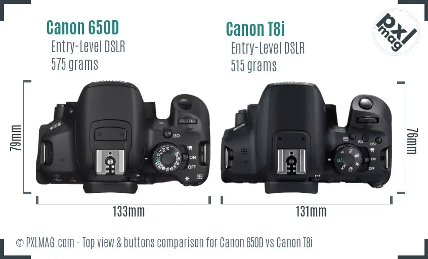 Canon 650D vs Canon T8i top view buttons comparison