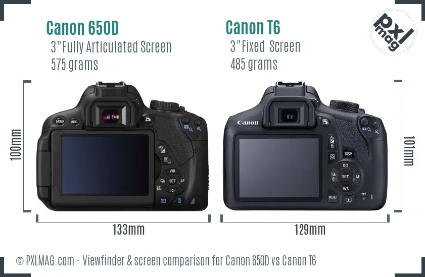 Canon 650D vs Canon T6 Screen and Viewfinder comparison