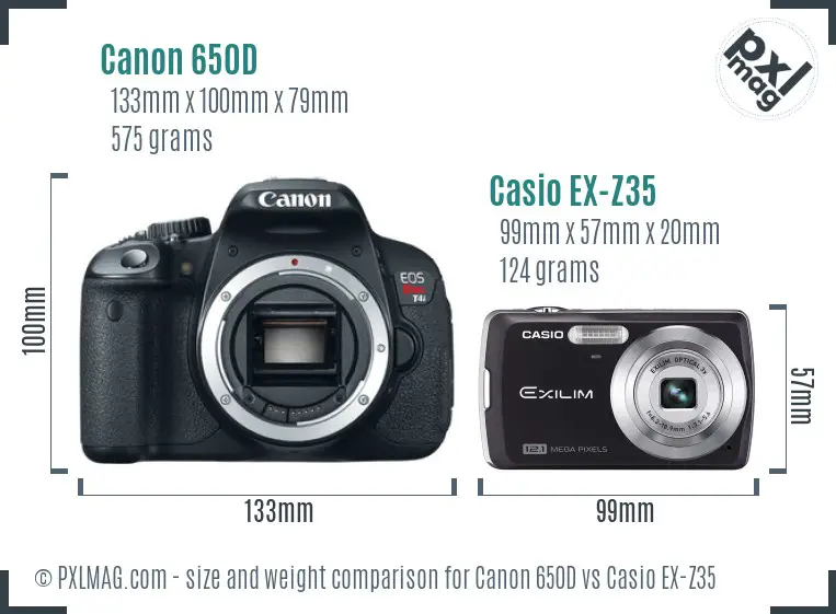 Canon 650D vs Casio EX-Z35 size comparison