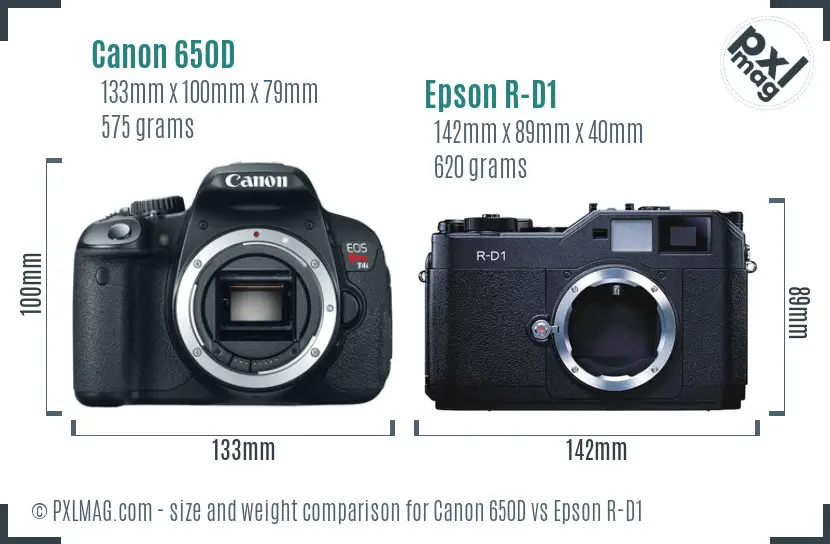 Canon 650D vs Epson R-D1 size comparison