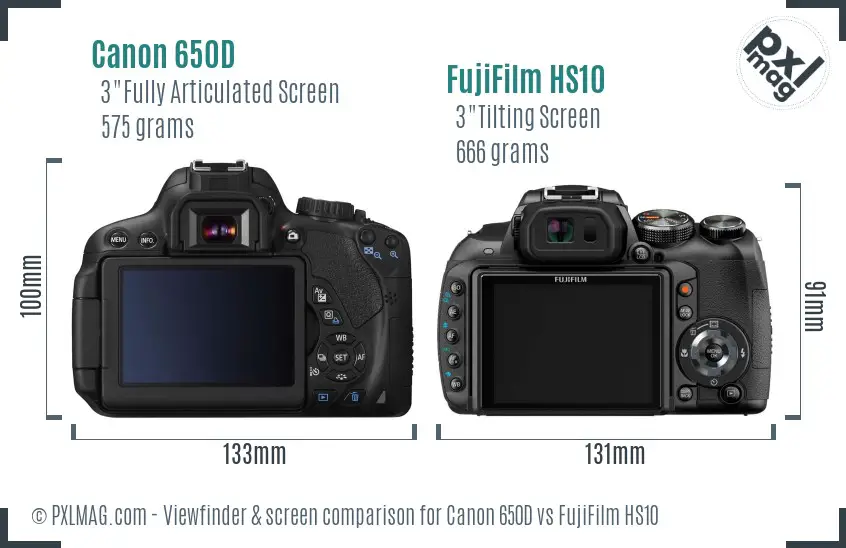 Canon 650D vs FujiFilm HS10 Screen and Viewfinder comparison