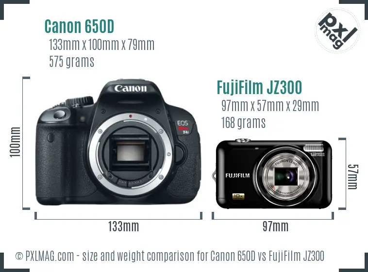 Canon 650D vs FujiFilm JZ300 size comparison