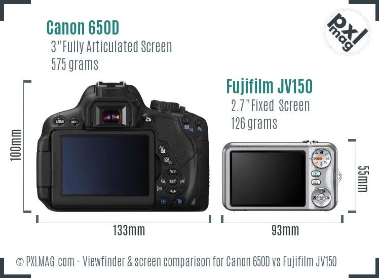 Canon 650D vs Fujifilm JV150 Screen and Viewfinder comparison