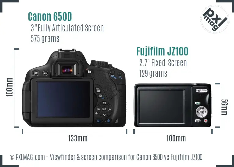 Canon 650D vs Fujifilm JZ100 Screen and Viewfinder comparison