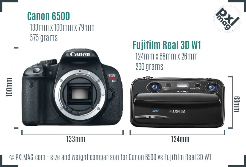 Canon 650D vs Fujifilm Real 3D W1 size comparison Canon 650D vs Fujifilm Real 3D W1 size comparison