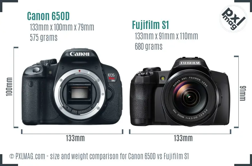 Canon 650D vs Fujifilm S1 size comparison Canon 650D vs Fujifilm S1 size comparison