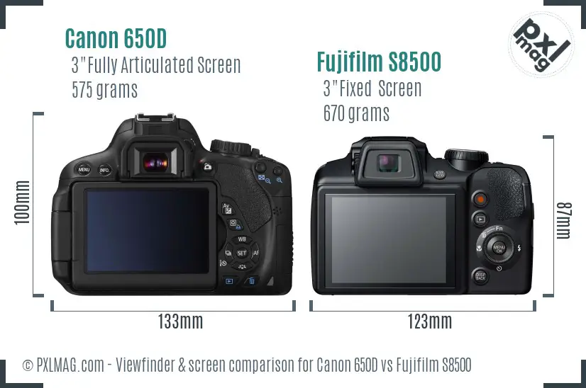 Canon 650D vs Fujifilm S8500 Screen and Viewfinder comparison Canon 650D vs Fujifilm S8500 Screen and Viewfinder comparison