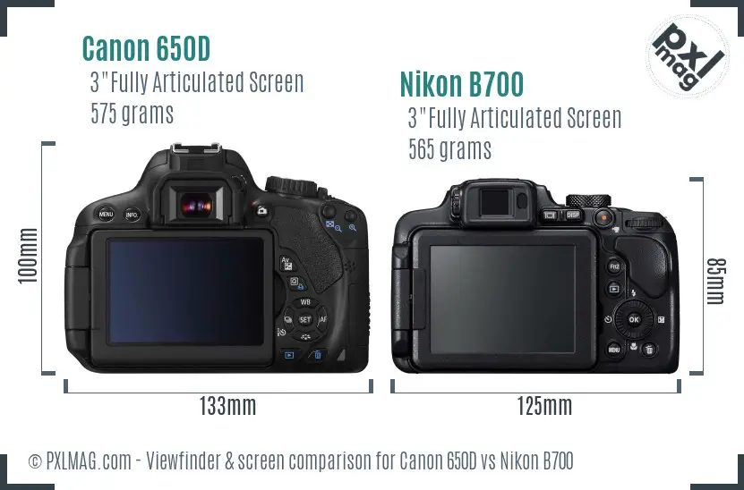 Canon 650D vs Nikon B700 Screen and Viewfinder comparison Canon 650D vs Nikon B700 Screen and Viewfinder comparison