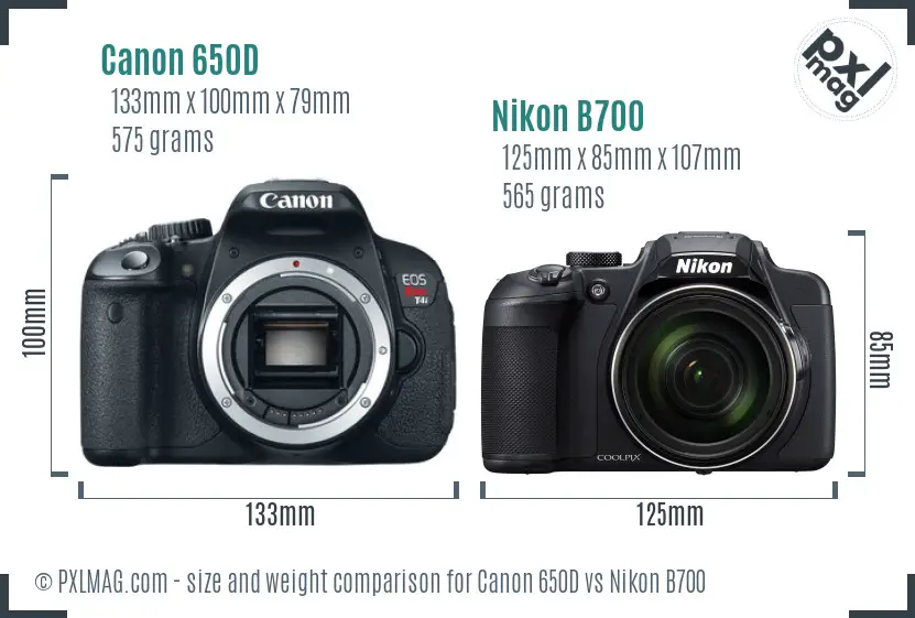 Canon 650D vs Nikon B700 size comparison Canon 650D vs Nikon B700 size comparison