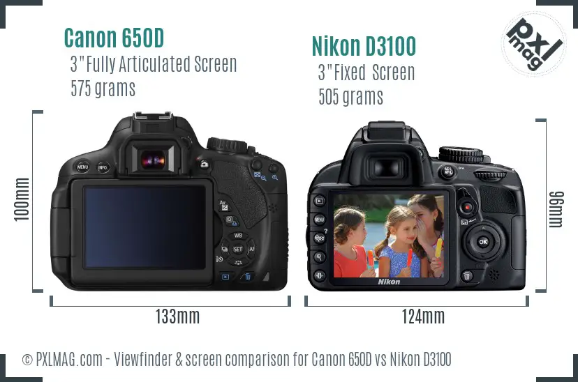 Canon 650D vs Nikon D3100 Screen and Viewfinder comparison
