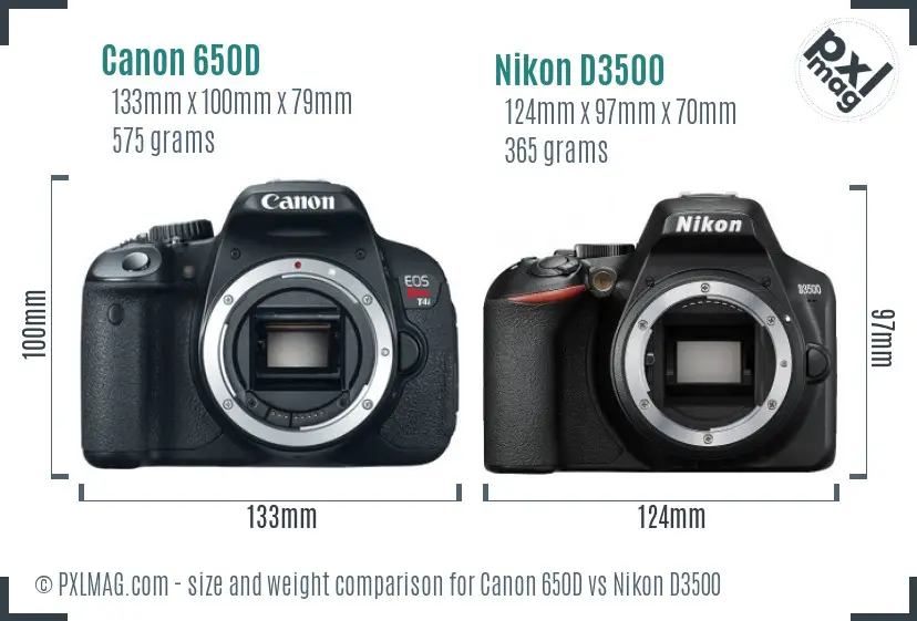 Canon 650D vs Nikon D3500 size comparison
