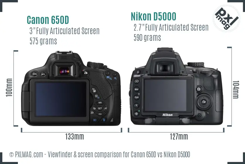 Canon 650D vs Nikon D5000 Screen and Viewfinder comparison