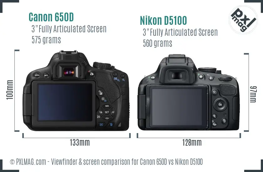 Canon 650D vs Nikon D5100 Screen and Viewfinder comparison