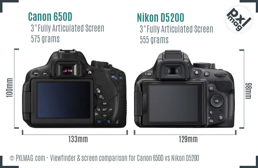 Canon 650D vs Nikon D5200 Screen and Viewfinder comparison
