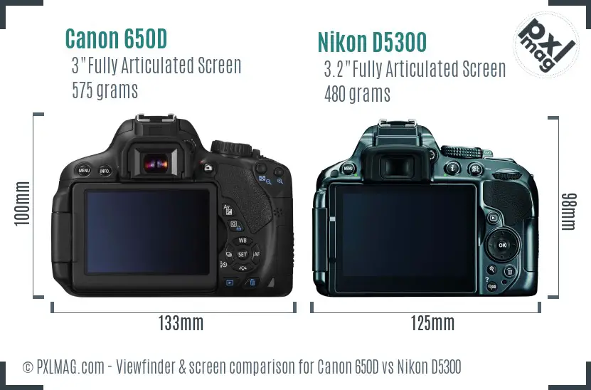 Canon 650D vs Nikon D5300 Screen and Viewfinder comparison