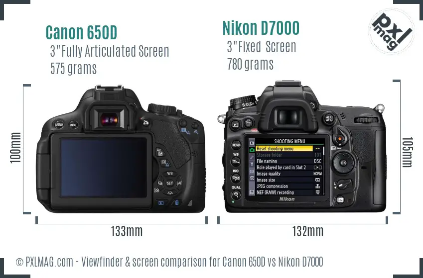 Canon 650D vs Nikon D7000 Screen and Viewfinder comparison