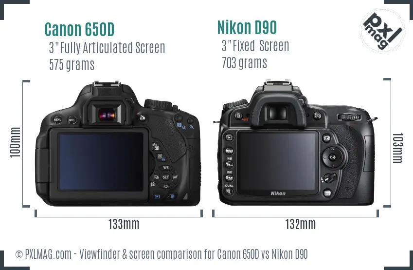 Canon 650D vs Nikon D90 Screen and Viewfinder comparison Canon 650D vs Nikon D90 Screen and Viewfinder comparison