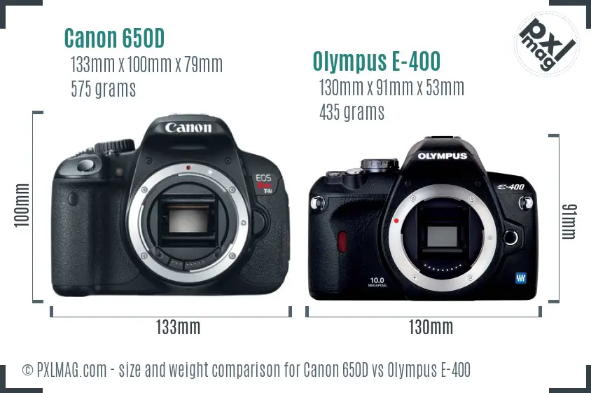 Canon 650D vs Olympus E-400 size comparison