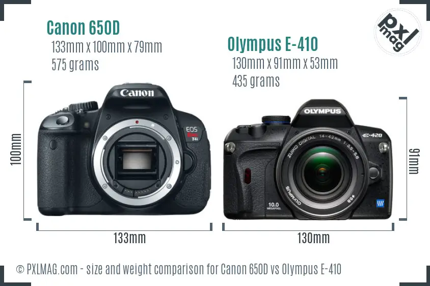 Canon 650D vs Olympus E-410 size comparison
