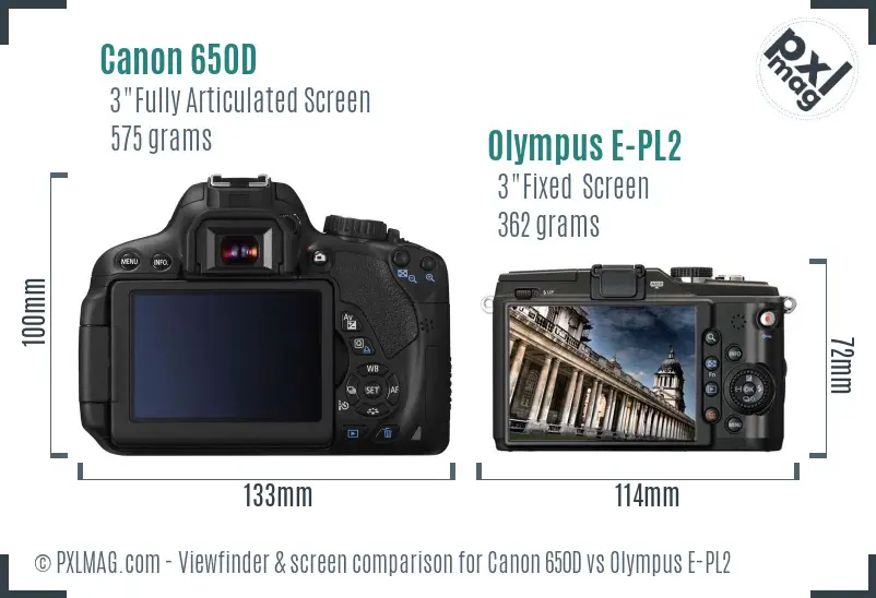 Canon 650D vs Olympus E-PL2 Screen and Viewfinder comparison