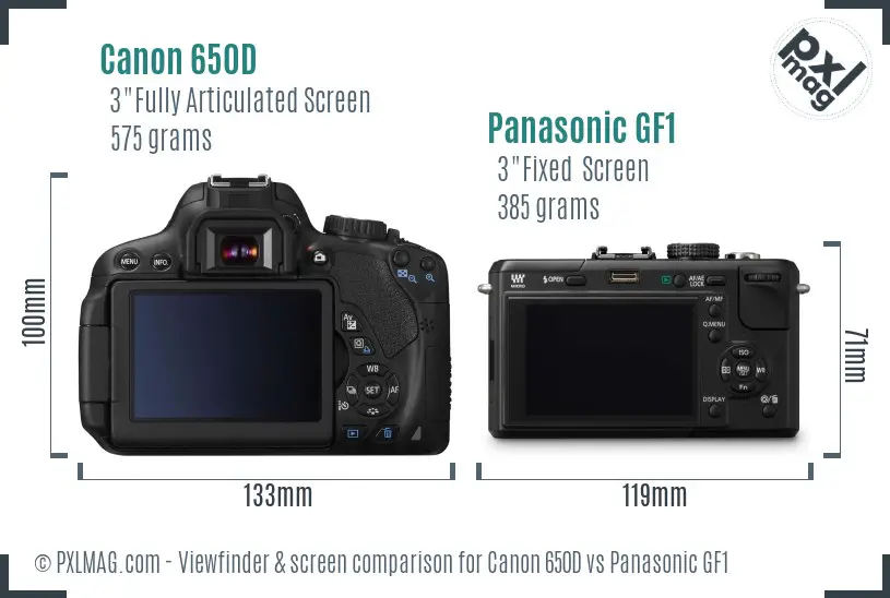 Canon 650D vs Panasonic GF1 Screen and Viewfinder comparison