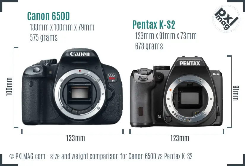 Canon 650D vs Pentax K-S2 size comparison