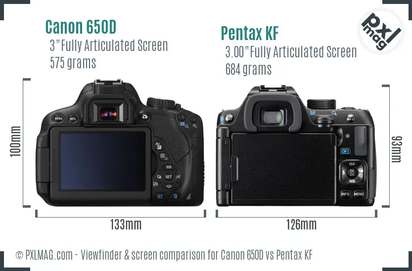 Canon 650D vs Pentax KF Screen and Viewfinder comparison