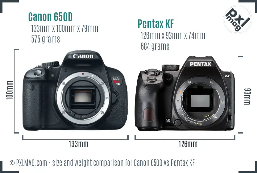 Canon 650D vs Pentax KF size comparison